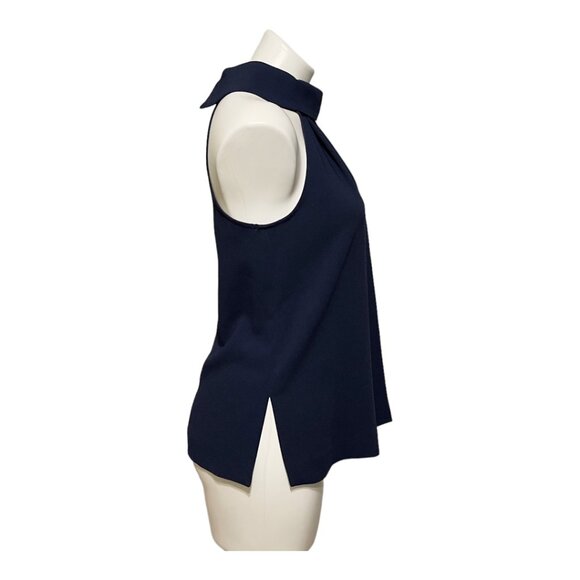 Trina Turk XS Indigo Navy Ikepono Sleeveless Mock Neck Racerback Top - Picture 4 of 7